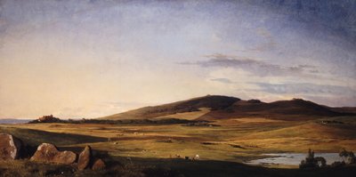 Zealand Landscape, View from Bjerresø Mark towards Vejrhøj and Dragsholm Manor by Johan Thomas Lundbye